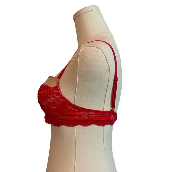 Victoria’s Secret Dream Angels Bra 34C Lined Demi/Demi Buste Double Red Lace - Picture 3 of 9